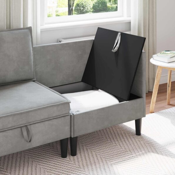 vidaXL Sofa s úložným priestorom Svetlosivá Zamat – Obrázok 3