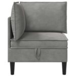 vidaXL Sofa s úložným priestorom Svetlosivá Zamat – Obrázok 5