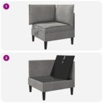vidaXL Sofa s úložným priestorom Svetlosivá Zamat – Obrázok 9