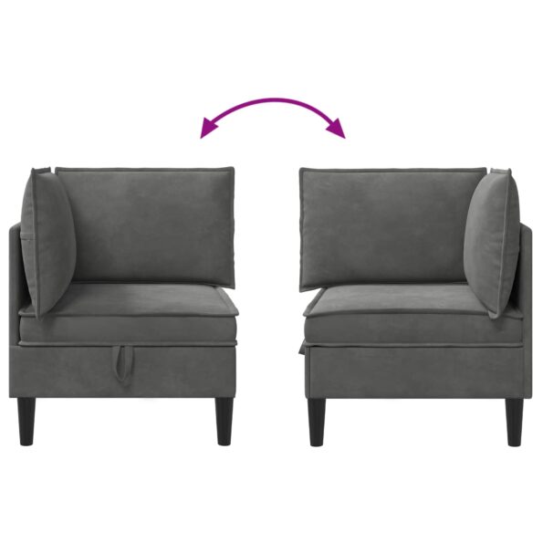 vidaXL Sofa s úložným priestorom Tmavosivá Zamat – Obrázok 10