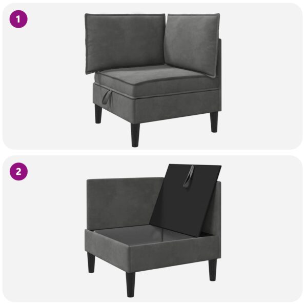 vidaXL Sofa s úložným priestorom Tmavosivá Zamat – Obrázok 9