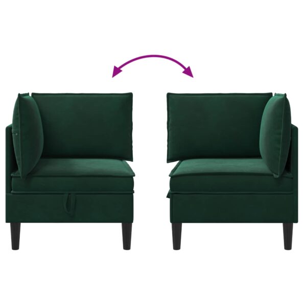 vidaXL Sofa s úložným priestorom Tmavozelená Zamat – Obrázok 10
