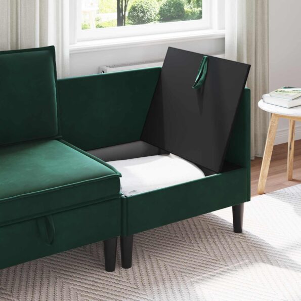 vidaXL Sofa s úložným priestorom Tmavozelená Zamat – Obrázok 3