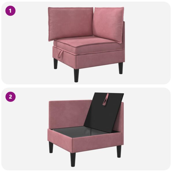 vidaXL Sofa s úložným priestorom Ružová Zamat – Obrázok 9