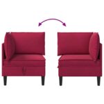 vidaXL Sofa s úložným priestorom Víno červené Zamat – Obrázok 10