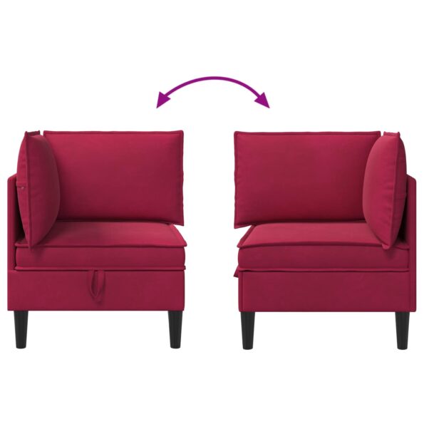 vidaXL Sofa s úložným priestorom Víno červené Zamat – Obrázok 10