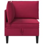 vidaXL Sofa s úložným priestorom Víno červené Zamat – Obrázok 5