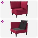 vidaXL Sofa s úložným priestorom Víno červené Zamat – Obrázok 9
