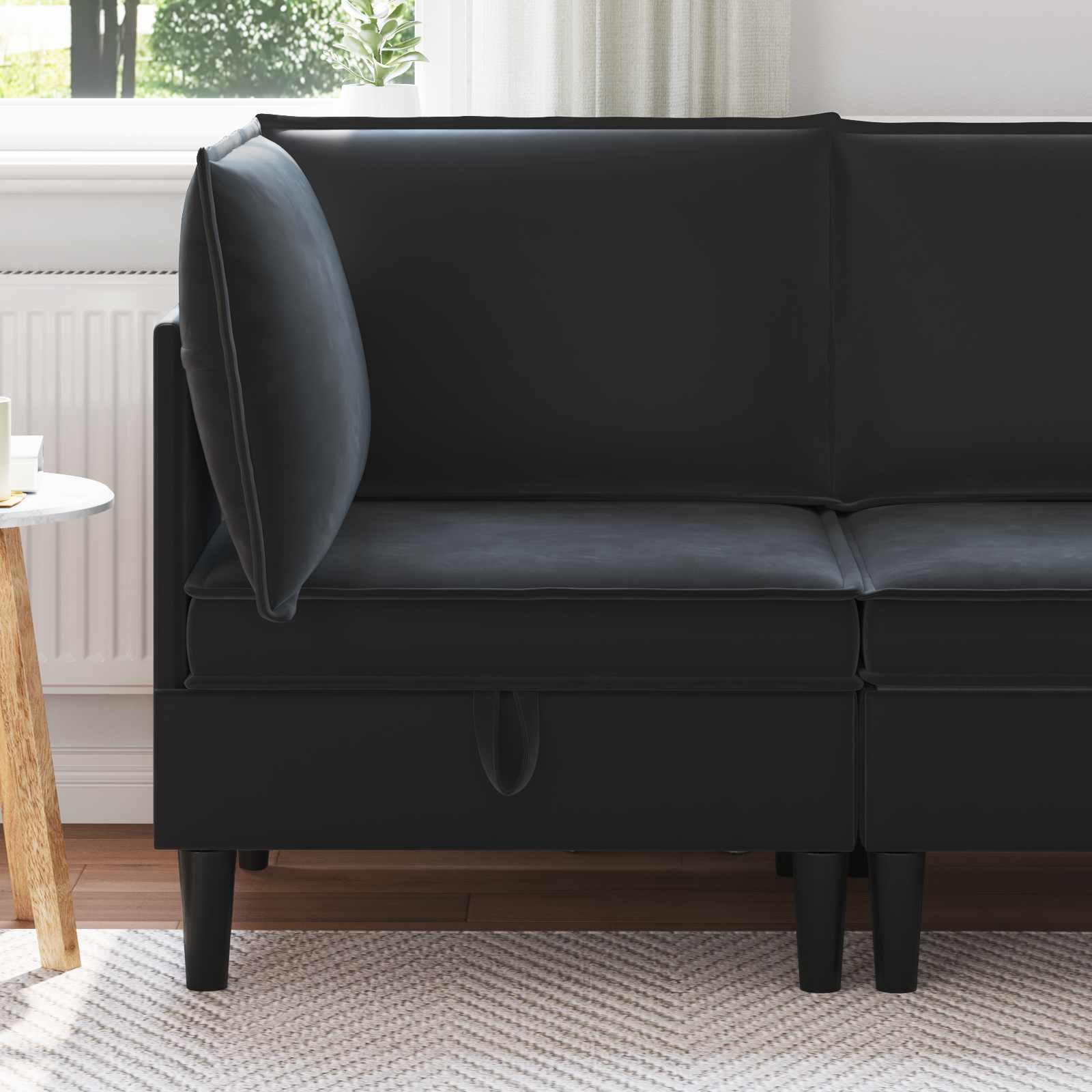 42027082_1.jpg vidaXL Sofa s úložným priestorom Čierna Zamat – Obrázok 1