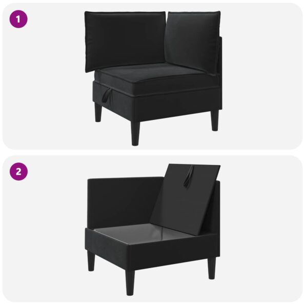 vidaXL Sofa s úložným priestorom Čierna Zamat – Obrázok 9
