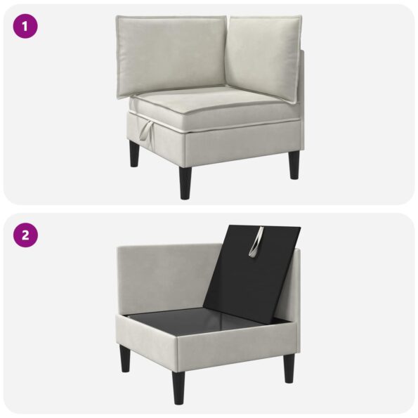 vidaXL Sofa s úložným priestorom Krémová Zamat – Obrázok 9