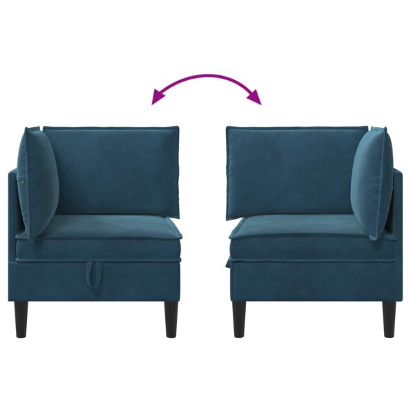 vidaXL Sofa s úložným priestorom Modrá Zamat – Obrázok 10