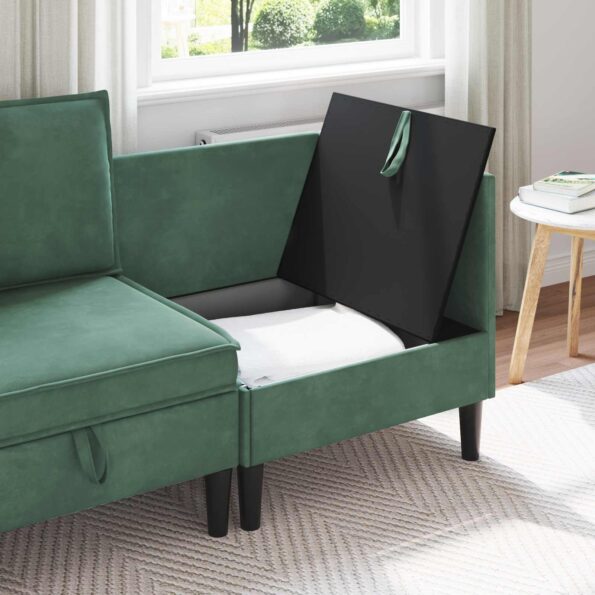 vidaXL Sofa s úložným priestorom Morská zelená Zamat – Obrázok 3