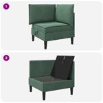 vidaXL Sofa s úložným priestorom Morská zelená Zamat – Obrázok 9