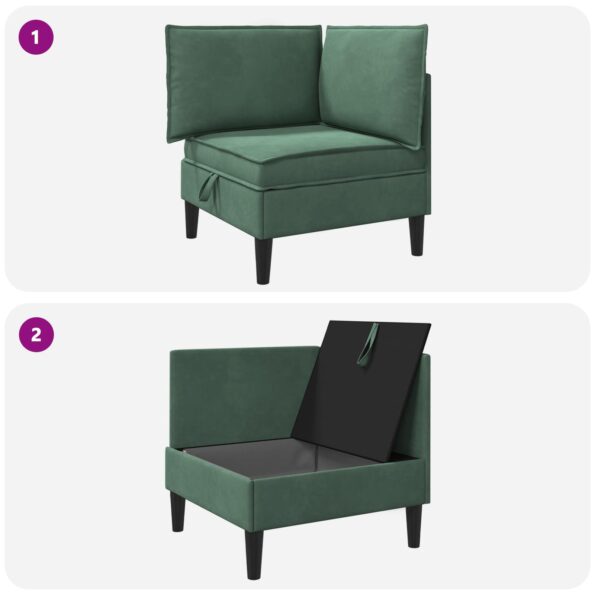 vidaXL Sofa s úložným priestorom Morská zelená Zamat – Obrázok 9