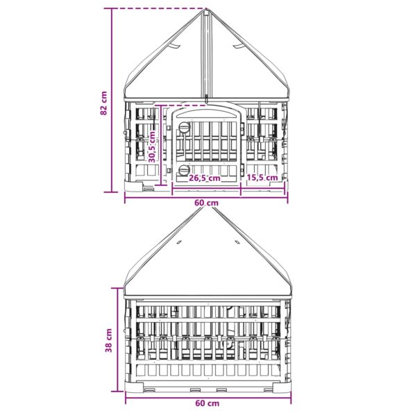 vidaXL 4 panelový psí výbeh s strechou 63 x 63 x 67 cm Plast Biela – Obrázok 9