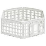 vidaXL 6 panelový psí výbeh 122 x 106 x 40 cm Plast Biela Skladací – Obrázok 2