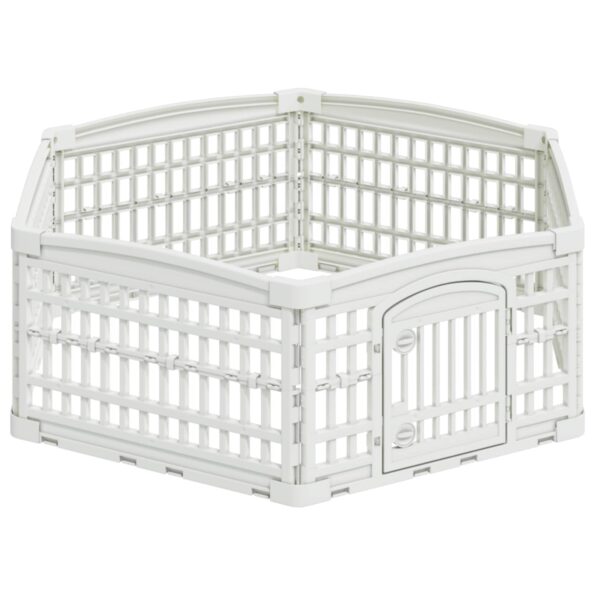 vidaXL 6 panelový psí výbeh 122 x 106 x 40 cm Plast Biela Skladací – Obrázok 2