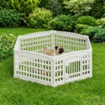 vidaXL 6 panelový psí výbeh 122 x 106 x 40 cm Plast Biela Skladací – Obrázok 4