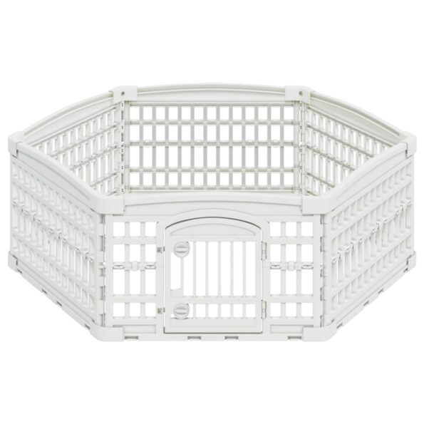 vidaXL 6 panelový psí výbeh 122 x 106 x 40 cm Plast Biela Skladací – Obrázok 5
