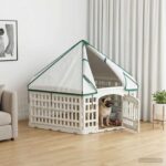 vidaXL 6 panelový psí výbeh 122 x 106 x 79 cm Plast Biela Skladací