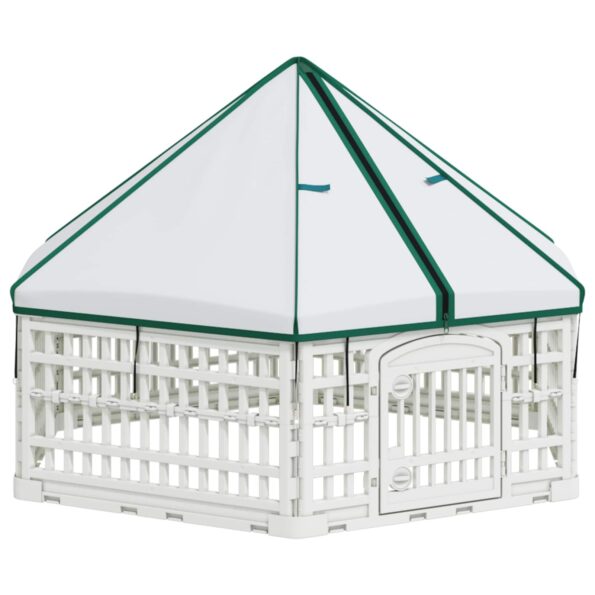 vidaXL 6 panelový psí výbeh 122 x 106 x 79 cm Plast Biela Skladací – Obrázok 2