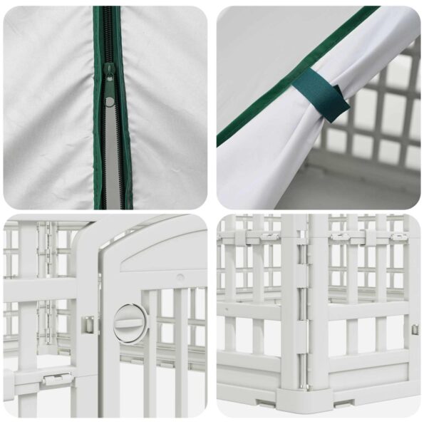 vidaXL 6 panelový psí výbeh 122 x 106 x 79 cm Plast Biela Skladací – Obrázok 7