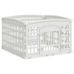 vidaXL 4-panelový psí hrací priestor 91 x 91 x 58 cm Plast Biela – Obrázok 2