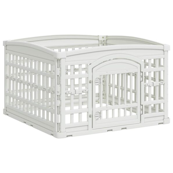 vidaXL 4-panelový psí hrací priestor 91 x 91 x 58 cm Plast Biela – Obrázok 2