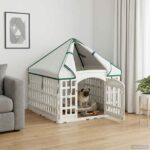 vidaXL 4 panelový psí výbeh s strechou 88 x 58 cm Plast Biela Skladací