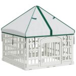 vidaXL 4 panelový psí výbeh s strechou 88 x 58 cm Plast Biela Skladací – Obrázok 2
