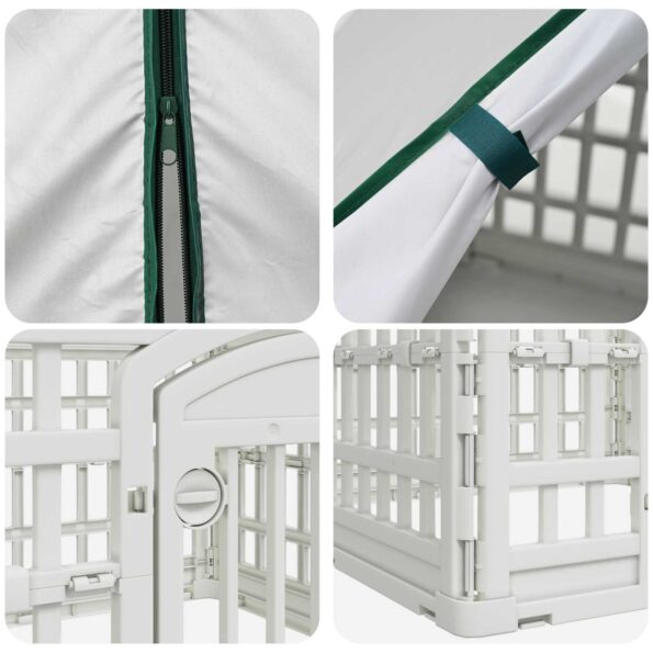 vidaXL 4 panelový psí výbeh s strechou 88 x 58 cm Plast Biela Skladací – Obrázok 7