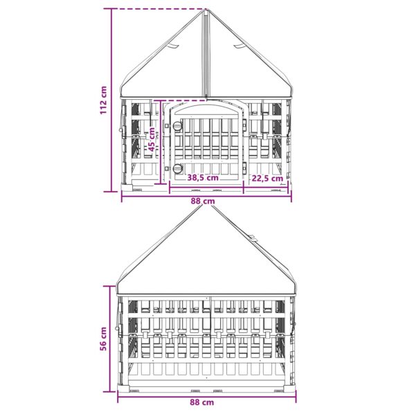 vidaXL 4 panelový psí výbeh s strechou 88 x 58 cm Plast Biela Skladací – Obrázok 9