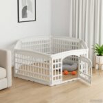vidaXL 6 panelový psí výbeh 179 x 151 x 58 cm Plast Biela Skladací