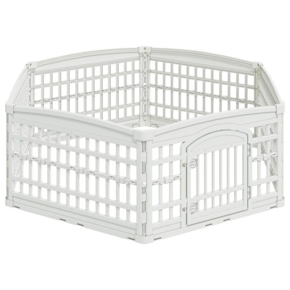 vidaXL 6 panelový psí výbeh 179 x 151 x 58 cm Plast Biela Skladací – Obrázok 2