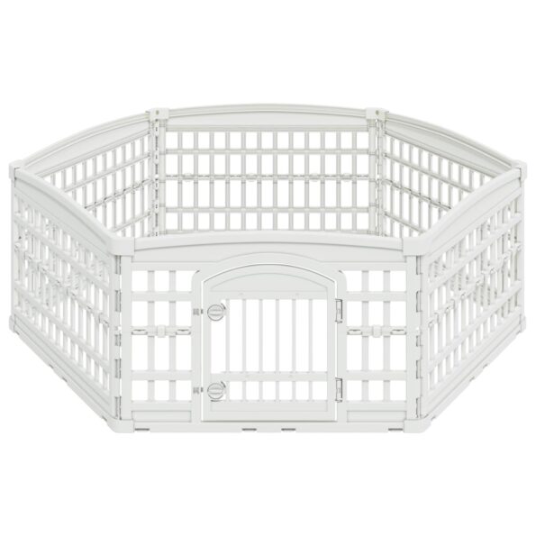 vidaXL 6 panelový psí výbeh 179 x 151 x 58 cm Plast Biela Skladací – Obrázok 5