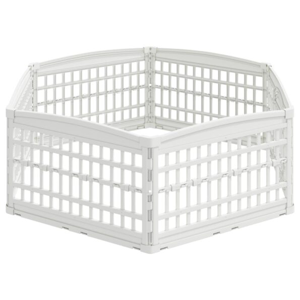 vidaXL 6 panelový psí výbeh 179 x 151 x 58 cm Plast Biela Skladací – Obrázok 6