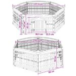 vidaXL 6 panelový psí výbeh 179 x 151 x 58 cm Plast Biela Skladací – Obrázok 9