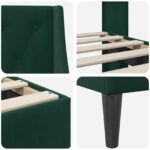 vidaXL Rám postele s čelnou doskou Tmavozelená 140 x 190 cm Zamat – Obrázok 7