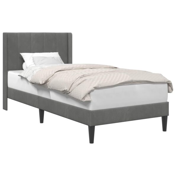 vidaXL Rám postele s čelnou doskou Tmavosivá 90 x 200 cm Zamat – Obrázok 2