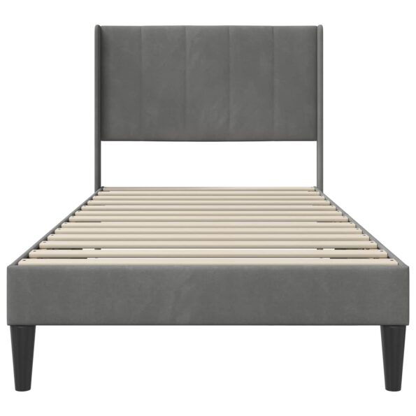vidaXL Rám postele s čelnou doskou Tmavosivá 90 x 200 cm Zamat – Obrázok 4