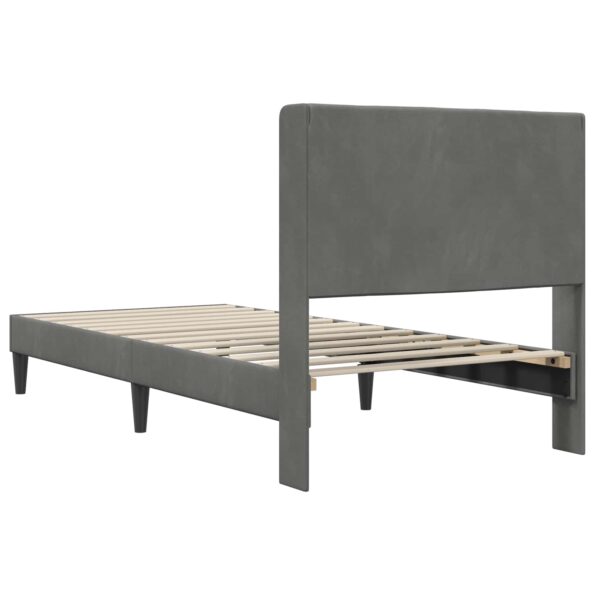 vidaXL Rám postele s čelnou doskou Tmavosivá 90 x 200 cm Zamat – Obrázok 6