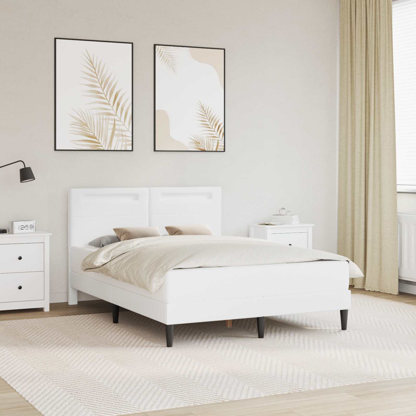 42028026_1.jpg vidaXL Rám postele s LED pásikmi Biela 140 x 200 cm Umelá koža – Obrázok 1