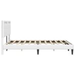 vidaXL Rám postele s LED pásikmi Biela 140 x 200 cm Umelá koža – Obrázok 7