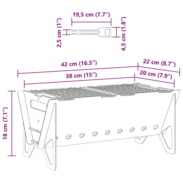 vidaXL Kempingový ohnisko 42 x 22 x 18 cm Nehrdzavejúca oceľ – Obrázok 11