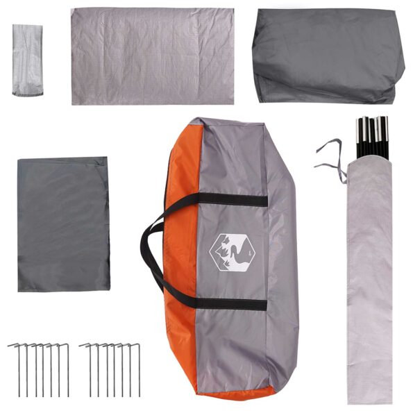 vidaXL Rodinný stan Šedá a oranžová 320 x 210 x 180 cm Polyester – Obrázok 9