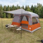 vidaXL Rodinný stan Šedá a oranžová 380 x 260 x 190 cm Polyester