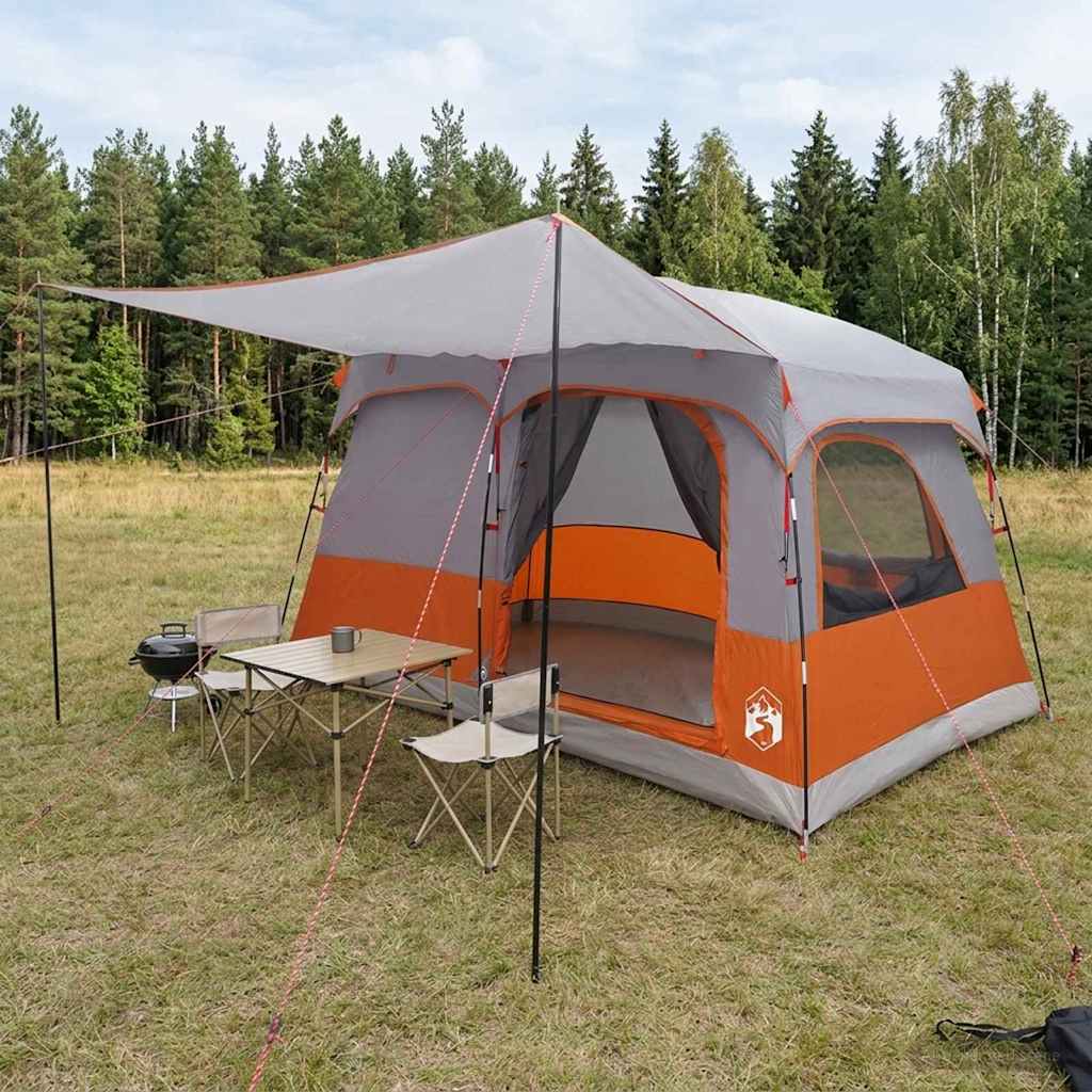 42028495_1.jpg vidaXL Rodinný stan Šedá a oranžová 380 x 260 x 190 cm Polyester – Obrázok 1