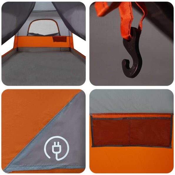 vidaXL Rodinný stan Šedá a oranžová 380 x 260 x 190 cm Polyester – Obrázok 10