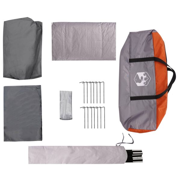 vidaXL Rodinný stan Šedá a oranžová 380 x 260 x 190 cm Polyester – Obrázok 9